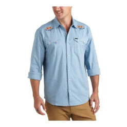 Howler Brothers Crosscut Deluxe Button Down Shirt -Campman Sales Store F23 Crosscut Snapshirt Poppies Front WHITE 54257.1692646719