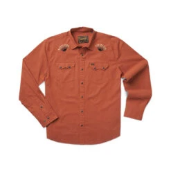 Howler Brothers Crosscut Deluxe Button Down Shirt -Campman Sales Store F23 Crosscut Snapshirt Rising Suns Flat WHITE 80169.1697217934