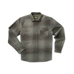 Howler Brothers Harker's Flannel Men's Button-Up -Campman Sales Store F23 Harkers Flannel Roberts Plaid Charcoal Flat WHITE 33461.1692649253