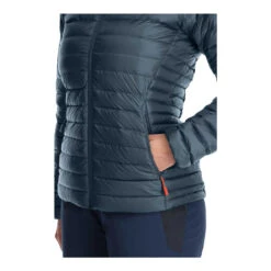 Rab Microlight Down Jacket - Women's -Campman Sales Store Womens Microlight Jacket OrionBlue QDB 17 ORB DETAIL7 96708.1667944573